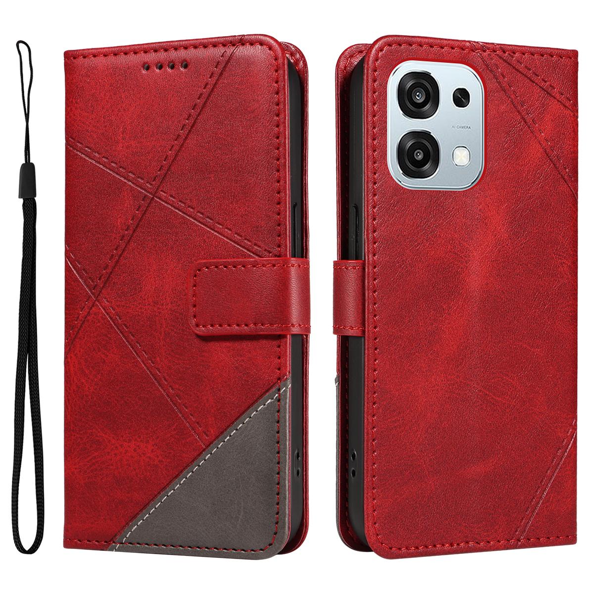 

For Oppo A6 Pro 4G/Oppo F31 5G/Oppo A6 Pro 5G Leather Case Geometric Line Design Wallet Phone Cover with Wrist Strap