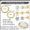 Stainless Steel Zircon Stud & Round Wire Earrings Set with Vacuum Electroplating Finish