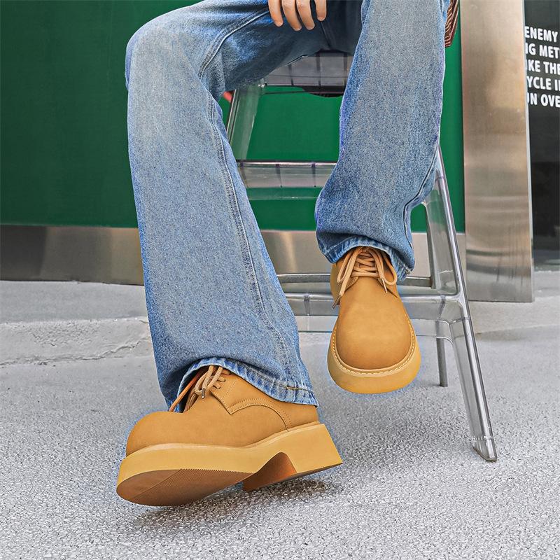Yellow Derby Shoes Couple Spring Autumn Summer British Style Round Head High Sense Casual Low Top Martin Boots 9522-J