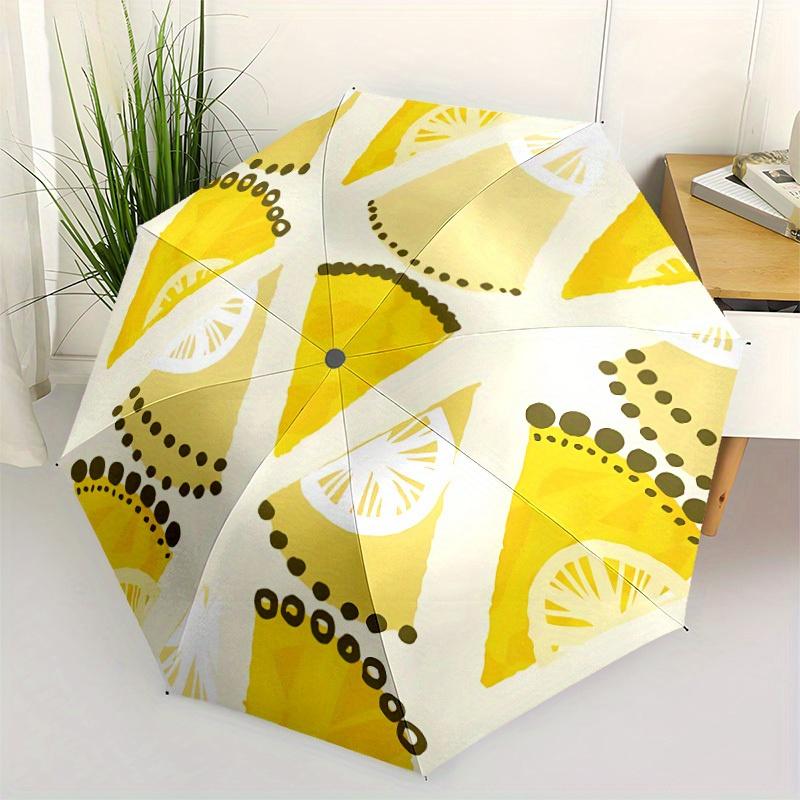 1pz Modello a Fetta di Limone Apertura Automatica, Robusto Telaio in Ferro, Design Pieghevole Compatto, Ombrello Portatile per Tutte le Stagioni per Donne e Uomini, Ombrello da Esterno
