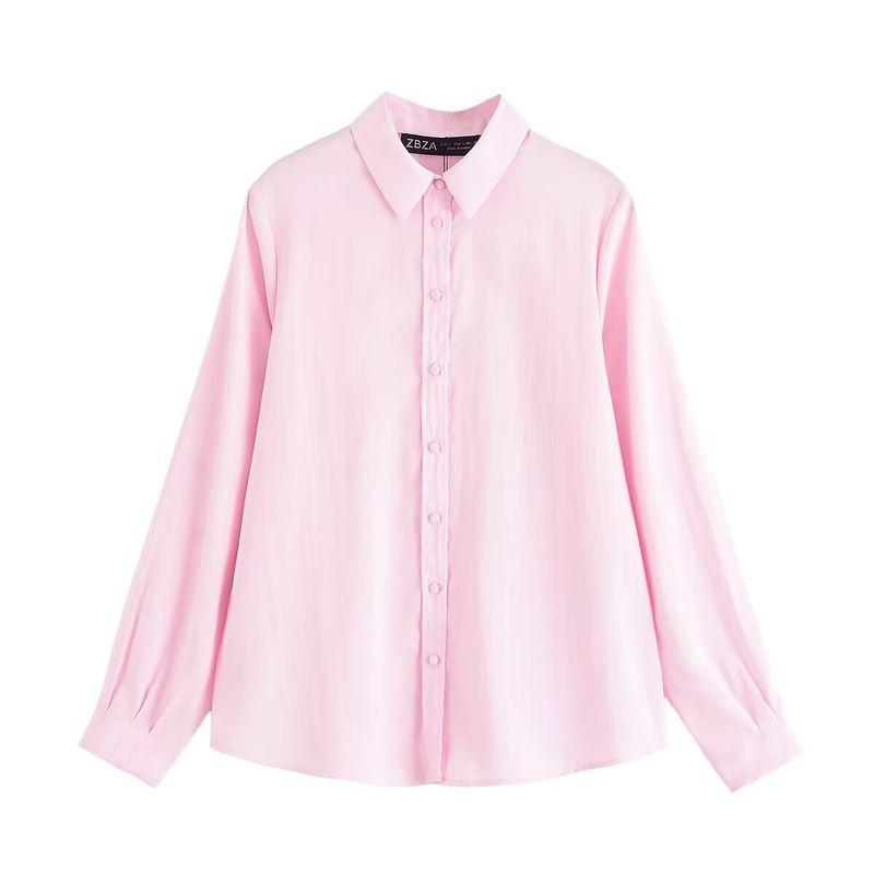 Kaslead New Women clothes Western Style Fashion Simple Solid Long sleeve Drape Shirts 2157222