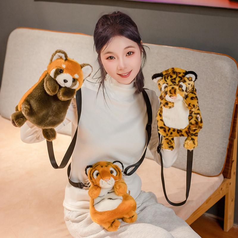 Cute Snow Leopard Plush Crossbody Bag For Children With Premium Pp Cotton Filling