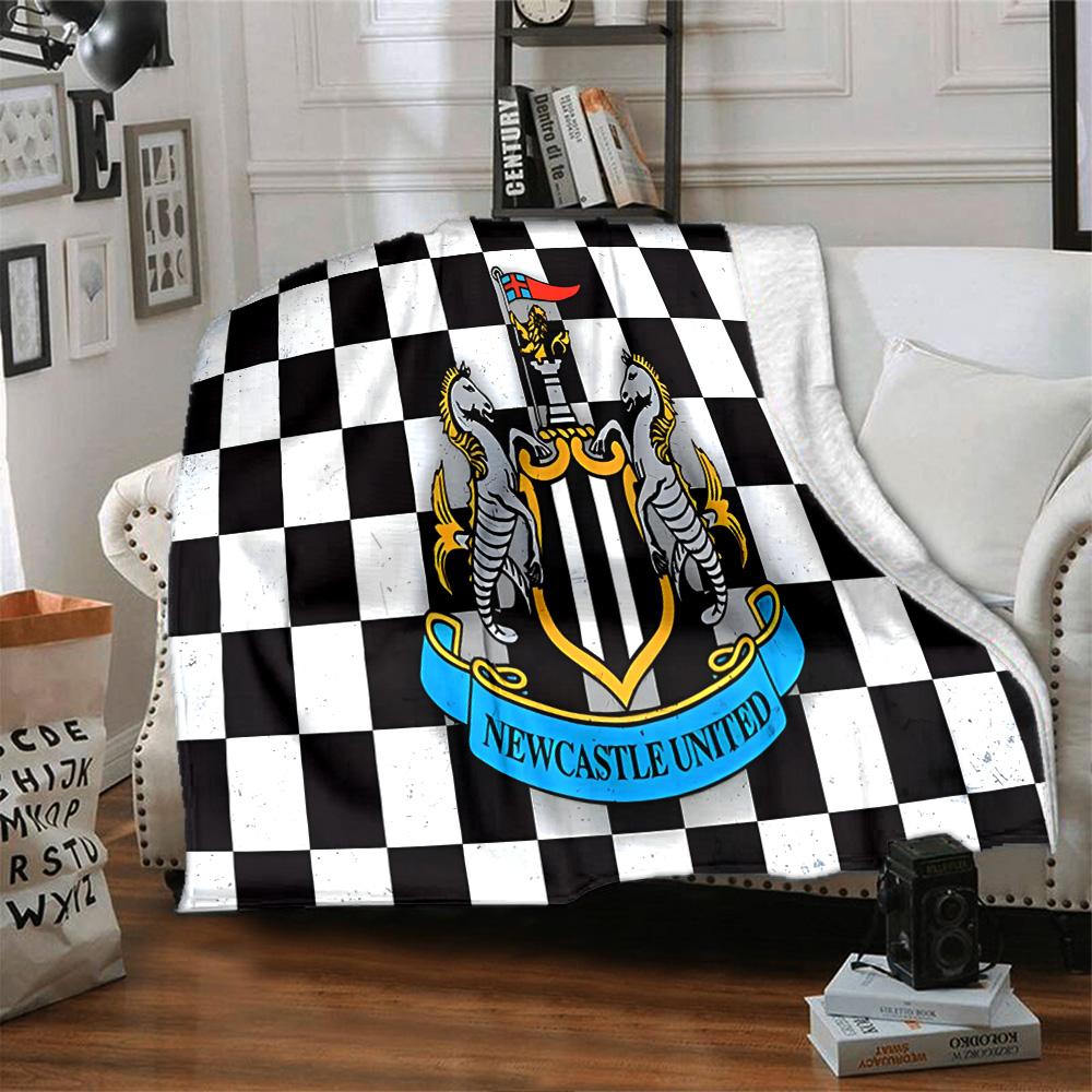 Dynamic Newcastle Football  Flannel Blanket, Soft Polyester, Modern Design, All-Season for Camping, Travel, Gifts for Holidays or Birthdays