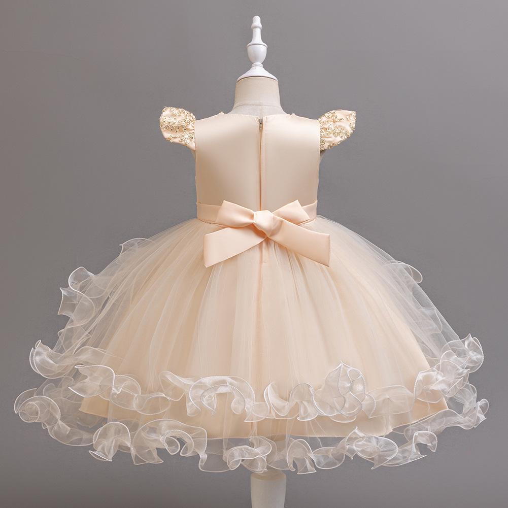Children's Princess Dresses Gowns Flower Girl Sequins Pom Pom Dresses Walking Show Performance Clothing Girls Lace Dresses  Girl's Favourite Dress