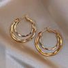 New Trendy Gold Color Circle Hoop Earrings for Women Exaggerated Metal Geometric Multilayer Round Earrings Jewelry Gifts