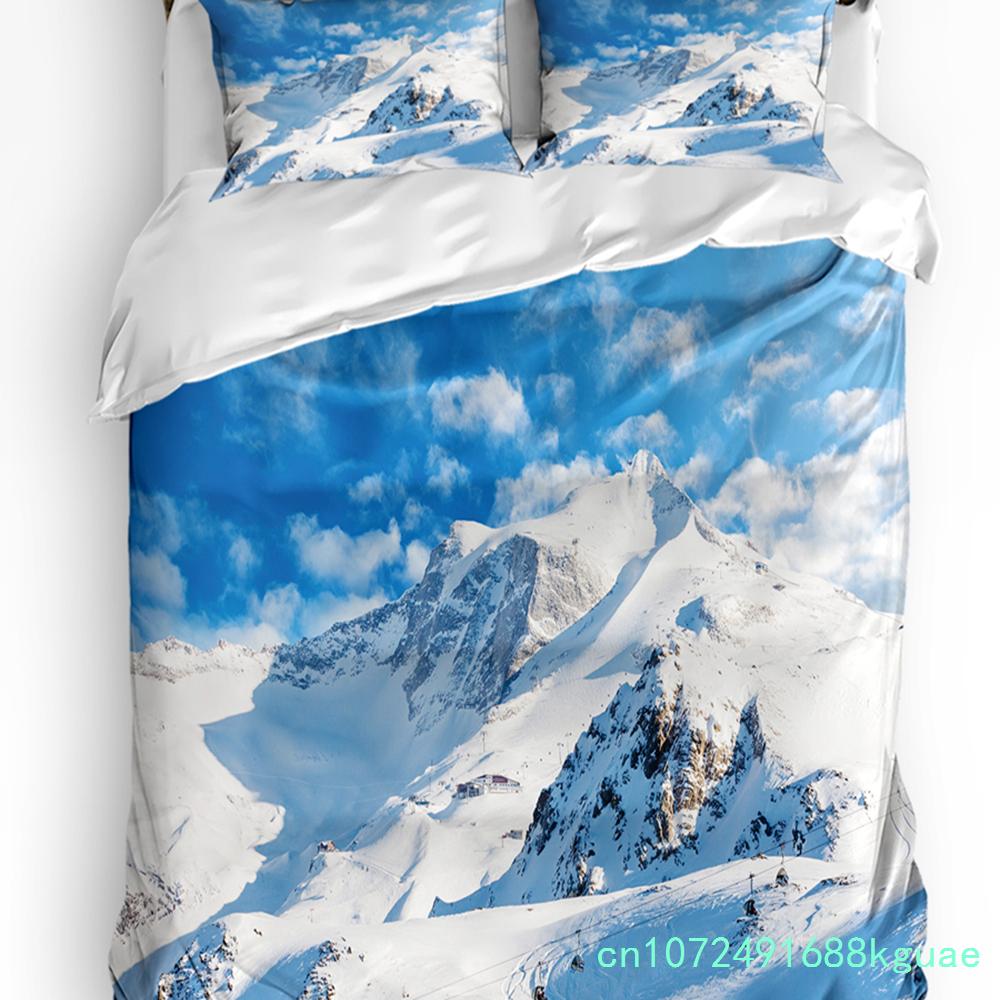 3pcs Bedding Set Canada Lake Landscape Rock Mountain Peaks Trees Duvet Cover Pillow Case Boy Kid Teen Girl Bedding Covers Set