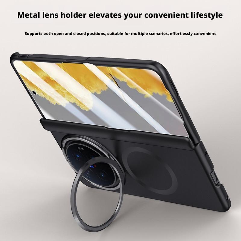 Matte Skin-Friendly Case For Vivo X Fold6 Fold 6 Magnetic Folding Hinge Lens Holder Stand All Inclusive Shockproof Case Cover