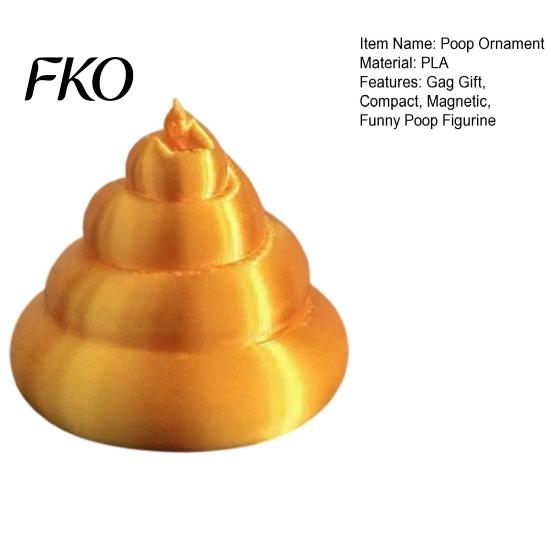 Funny Poop Gift Magnetic Golden Ornament, 3D Printed Table Decoration, Decor Prank Figurine, Gag for Friends Party Decoration