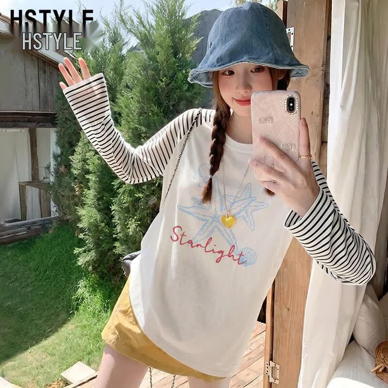 Women s Loose Fit Striped Raglan Long Sleeve T-Shirt M