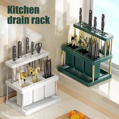 Storage Rack Kitchen Utensils Organizer Multiple Compartments Removable Chopsticks Spoons Kitchen