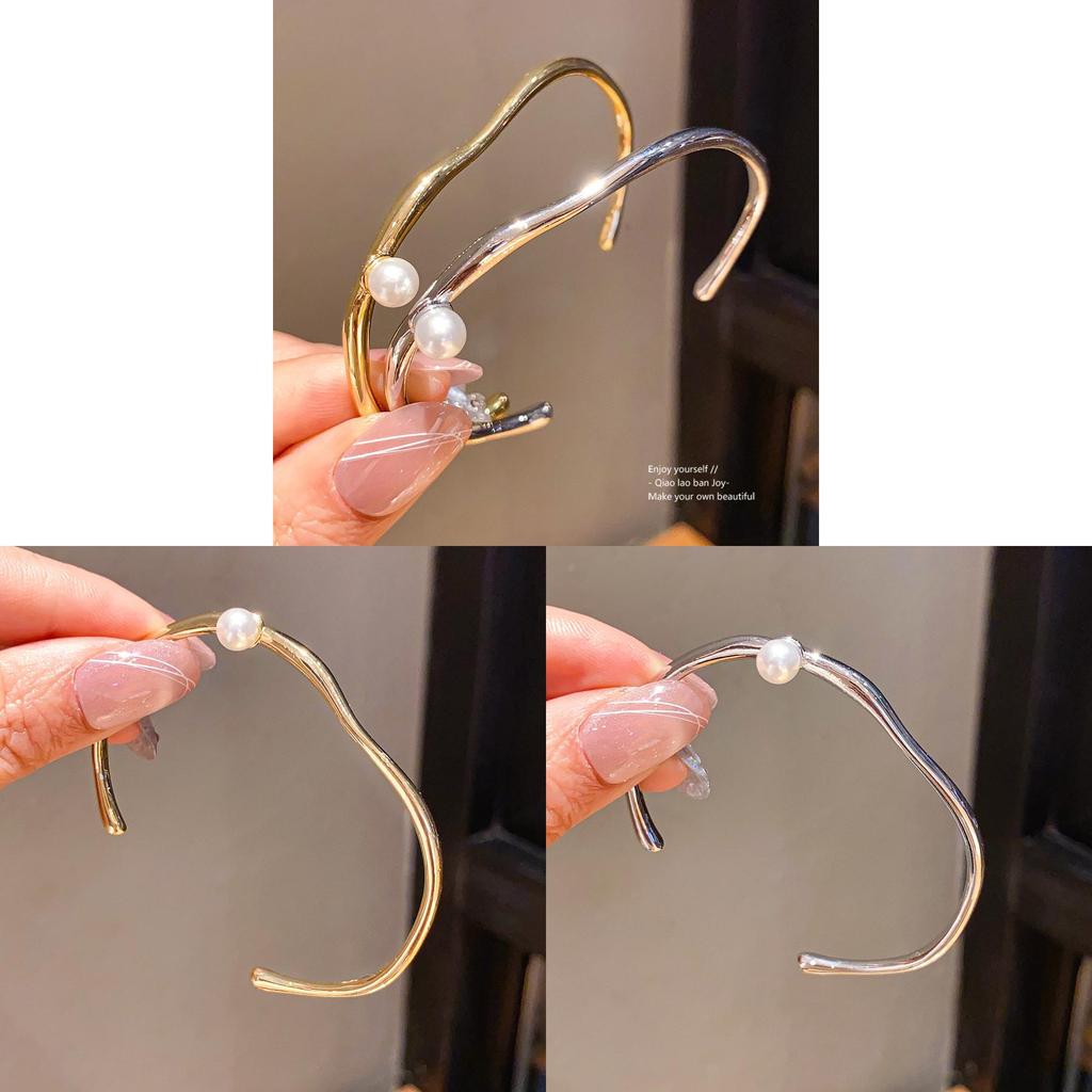 Pearl Bangle Bracelet With Gold Plating For Elegant Office And Casual Wear