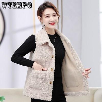 Cardigan Women Woolen Thicken Waistcoats Spring Autumn V Neck Loose Insert Velvet Vests Student Top Sleeveless Coat