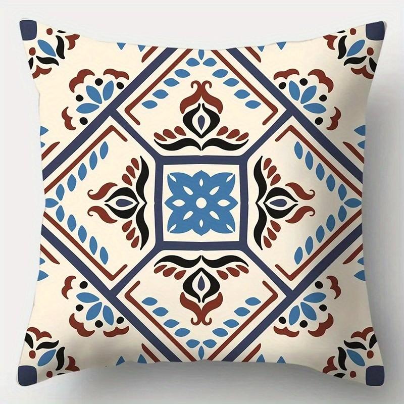 Colorful Geometric and Floral Pattern Cushion Covers Pattern Cushion Cover Suitable for Sofa Bedroom Car Pillow Cover