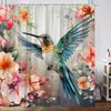 Flower Hummingbird Shower Curtain Watercolor Butterfly Cartoon Plants Farm Garden Home Polyester Fabric Bathroom Decor Curtains
