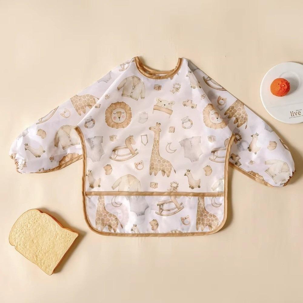 

Washable Feeding Apron Colorful Cartoon Printing Full Body Cover Bibs Self Feeding Lion
