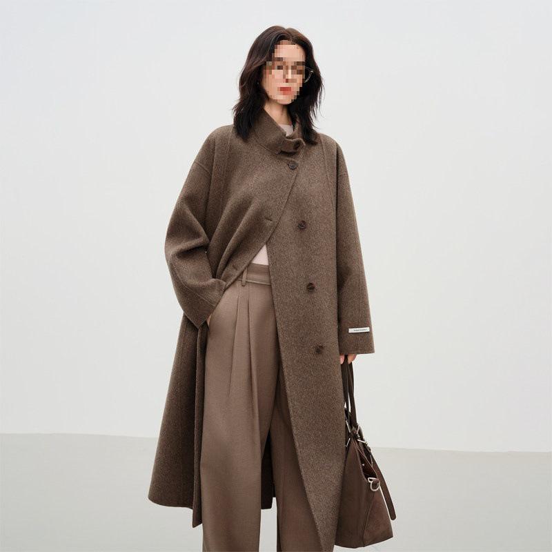 

Xu Ruohan-Inspired Fancylana Diamond Sculpting Wool Coat - Stand-Collar Winter Style XXS кавовий