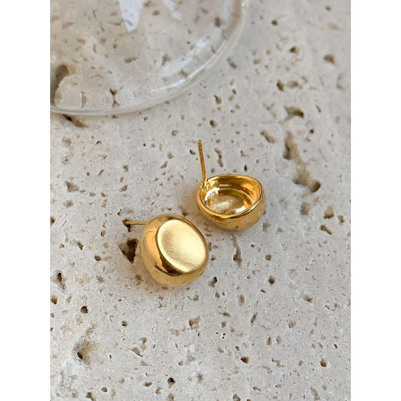 Sterling Silver Needle Fashion Niche Normcore Bag Design Shaped Metal Brushed Water Drop Beanie Earrings Fancy Ear Studs