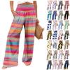 Damenmode, hohe Taille, elastische Damenhose mit weitem Bein, lässige und bequeme Strandhose