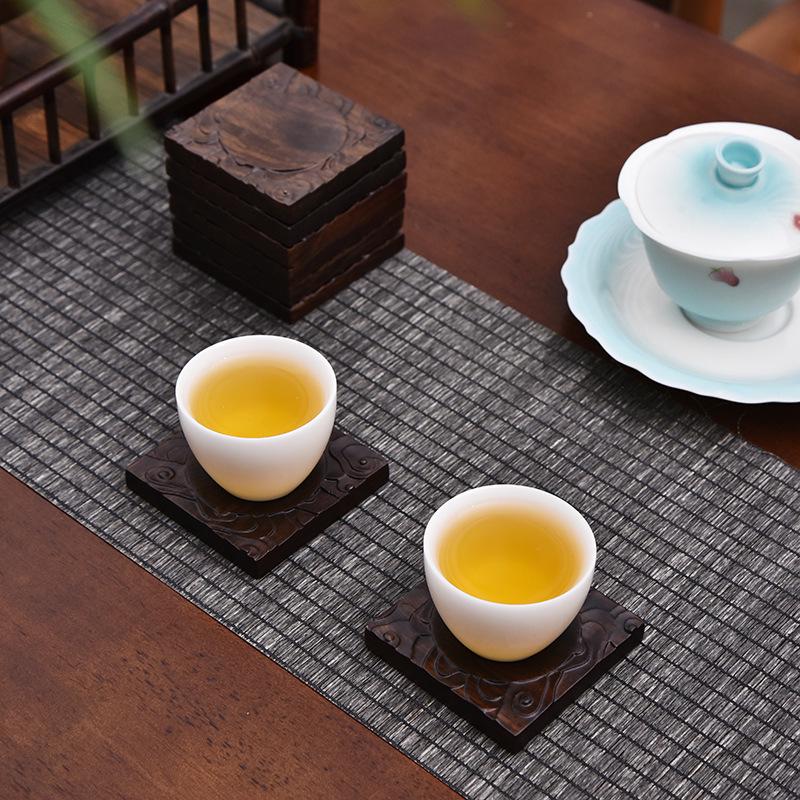 Ebony Solid Wood Tea Coaster Set - Tea Ceremony Accessories for Home or Office