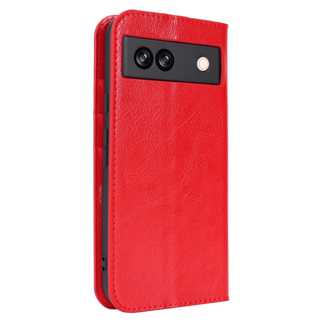 For Google Pixel 8a Phone Wallet Case Split Leather Cover Crazy Horse Texture