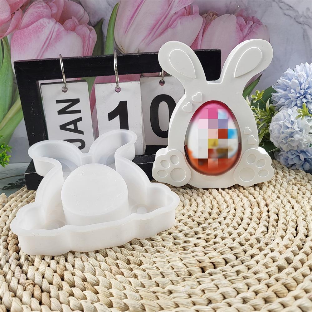 Love Egg Rabbit Ornament Mold Easter Rabbit Decoration Cement Gypsum Mold DIY Silicone Mold