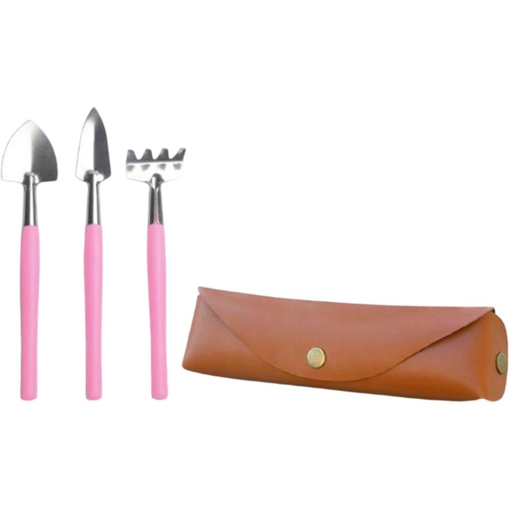 

Садовые инструменты Кожаная сумка для хранения Мини-лопата Грабли розовый