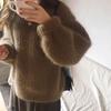 Loose Round Neck Knitted Sweater for Women Solid Color Base Sweater for Autumn and Winter
