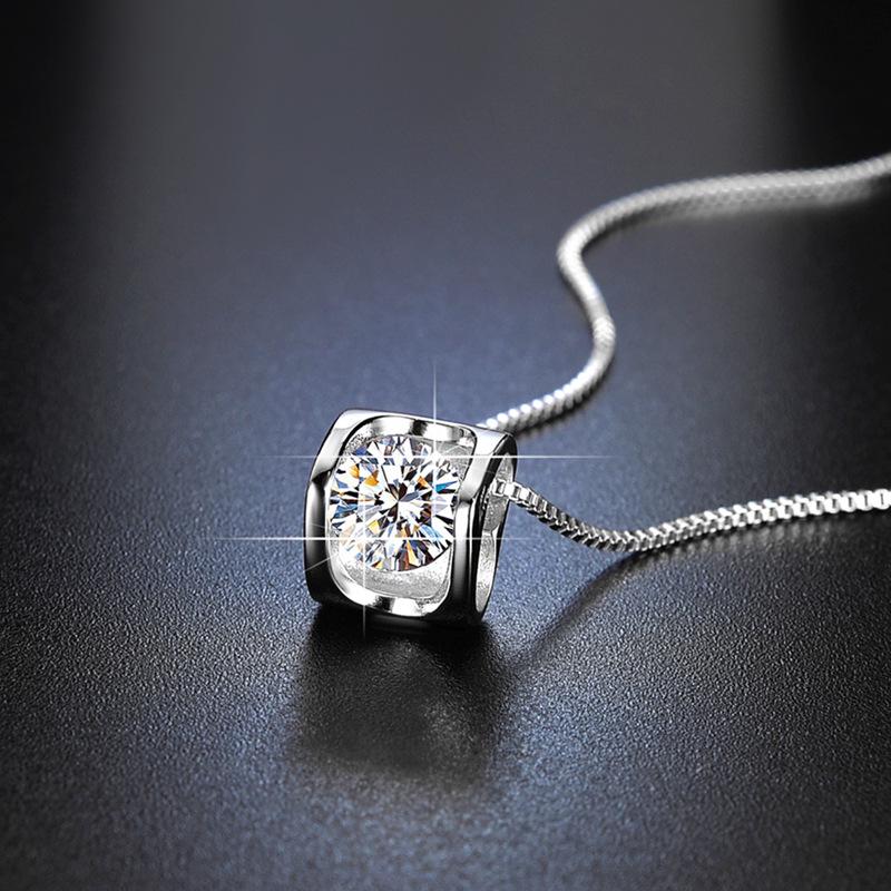 

Хит продаж Ожерелье из стерлингового серебра с муассанитом и бриллиантом - Женская простая цепочка для ключицы