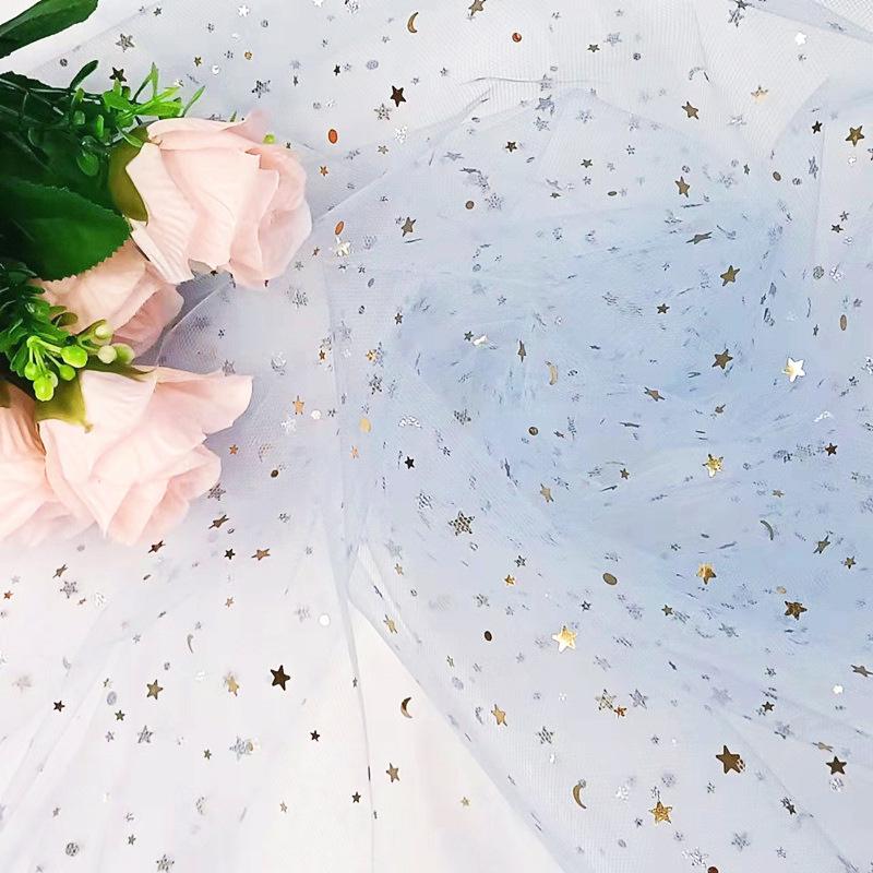 Țesătură Tulle Pre-Tăiată cu Lună Stelată pentru Buchete, Fuste de Masă și Rochii de Păpuși