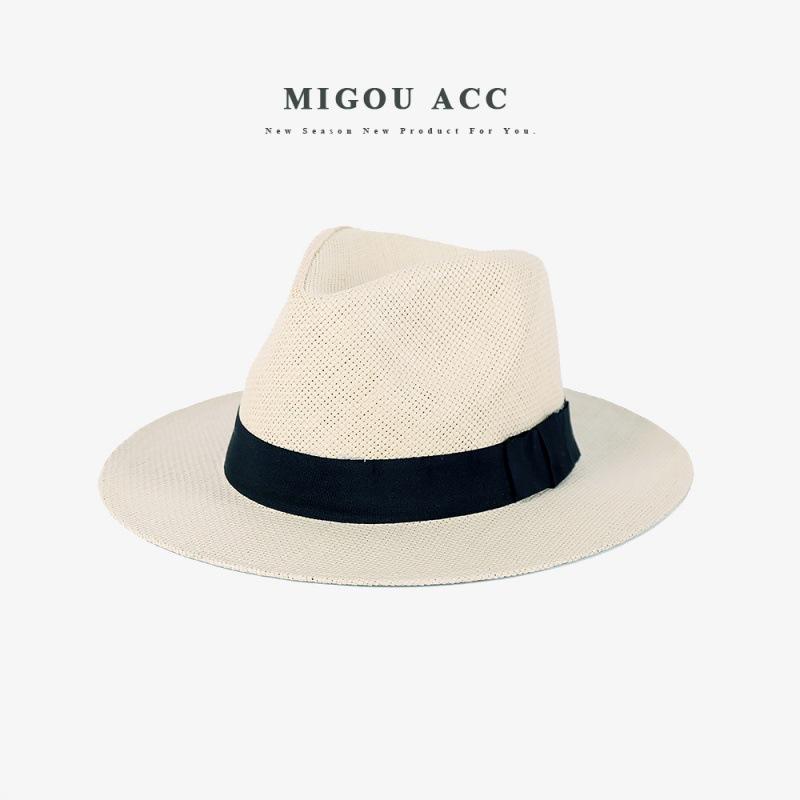 Panama straw hat summer men's tide travel vacation beach hat sun protection men's sun hat gentleman's top hat