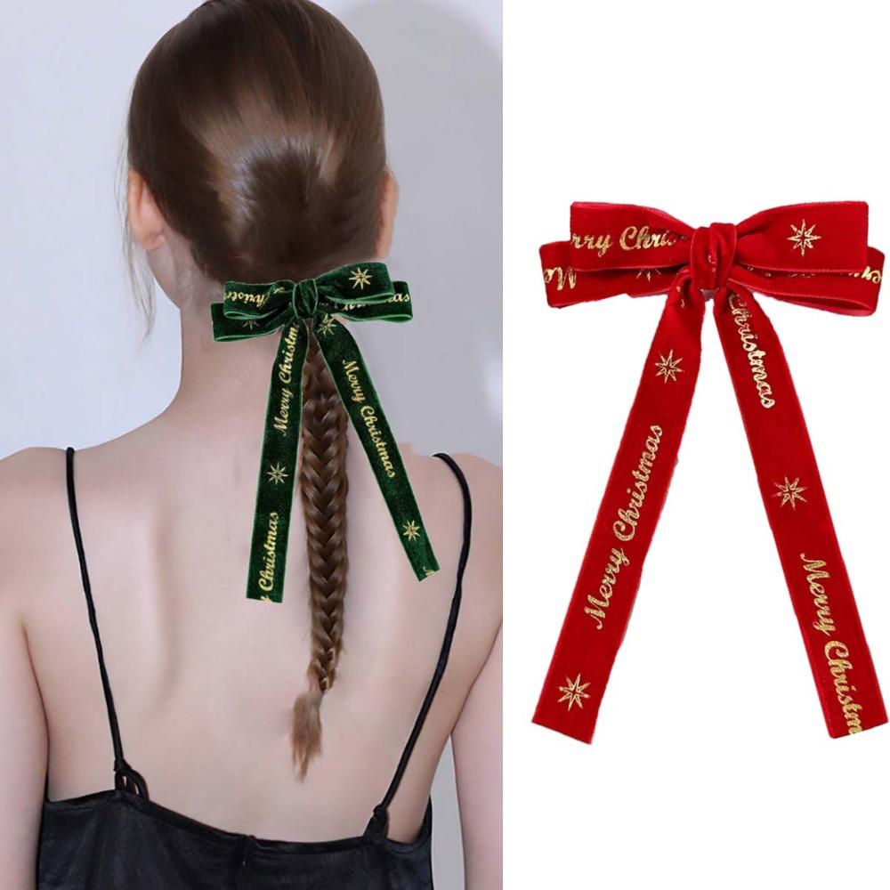 Sweet Bow Hair Accessory Zinc Zinc Alloy Velvet Ribbon Headdress Elegant Christmas Hair Clip  Women