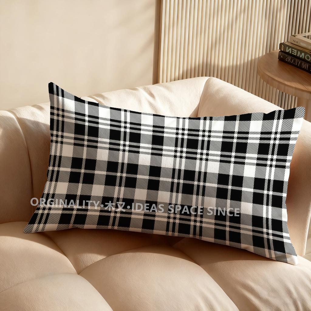 Classic Plaid Geometric Throw Pillow Covers Suitable For Sofa Bedroom Car Pillow Cover Cushion Rectangular Back Cushion