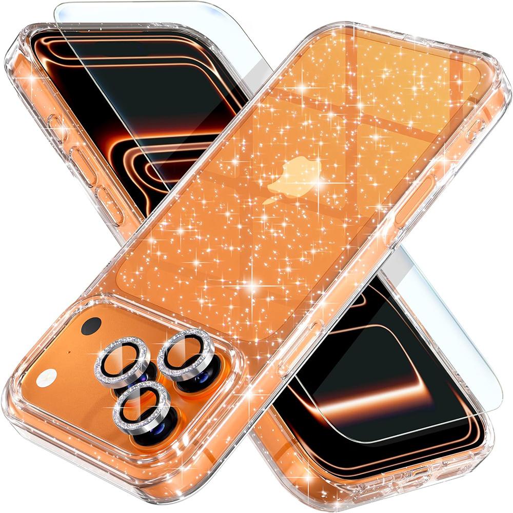 Clear Glitter Diamond Camera Lens Protector Tempered Glass Screen Protection Case Cover For iPhone 17 Pro Max Air 16E 16 E 15 Plus 14 13 Mini 12 11