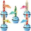 Leinuosen 96 Pcs Summer Beach Cake Decorations Included 48 Surfboard Cupcake Toppers and 48 Cocktail Umbrella Picks for Birthday Party Tropical Beach