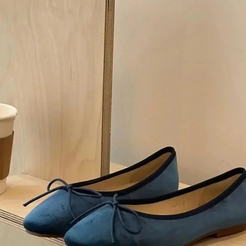 Designer Slip On Women Velvet Flats Fashion Elegant Butterfly-knot Spring Autumn Ladies Comfort Soft Sole Mary Jane Shoes