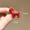 Cute Red Dripping Oil Zodiac Pony Brooches Versatile Animals Horse Corsage Pins Clothing Accessories  Year'S Day Gifts
