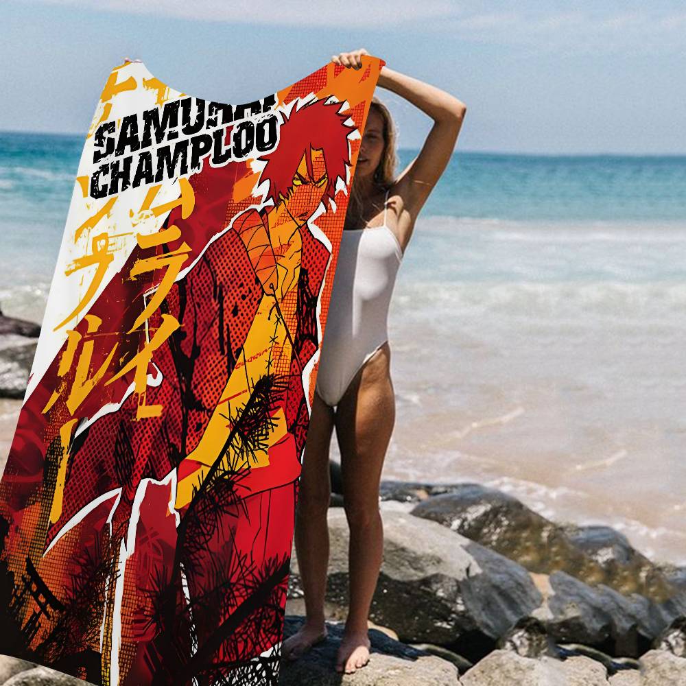 

S-Samurai C-Champloo Anime Bath Towel Microfiber Soft Water Absorbing Breathable For Girl Kids Decorative Cartoon Beach Towel W40*H60(CM)