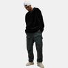 Y-3 VELVET CREW Lässiger Sport Einfarbiger Minimalistischer Samt Pullover Sweatshirt Unisex Schwarz IL2146