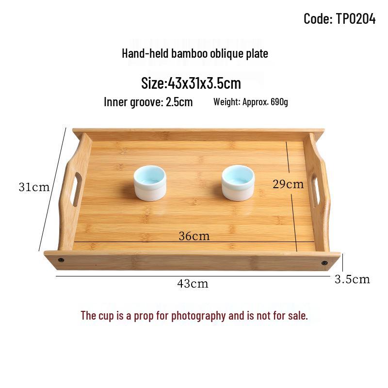 Handcrafted Japanese Orchid Rectangular Wooden Tea Tray with Custom Logo for Hotels and Restaurants