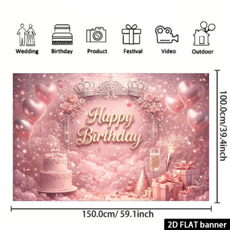 2D Romantisch Roségold Alles Gute zum Geburtstag Hintergrund Banner Fotokabine Hintergrund
