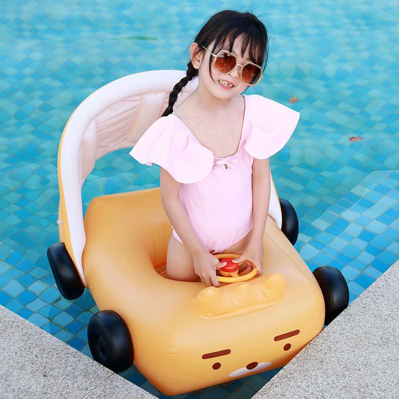 Yellow Sun Protection Baby Swimming Seat Ring - Anti-Rollover Design