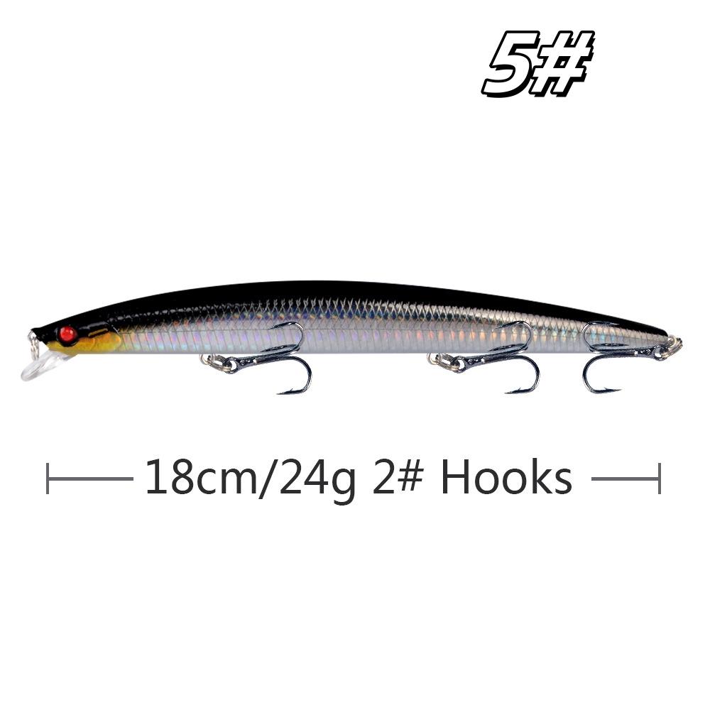 Minnow Fishing Lure Laser Hard Artificial Bait 18cm 24g 3D Eyes Sharp Hooks Sea Fishing Bait Colorful Crankbait Wobblers