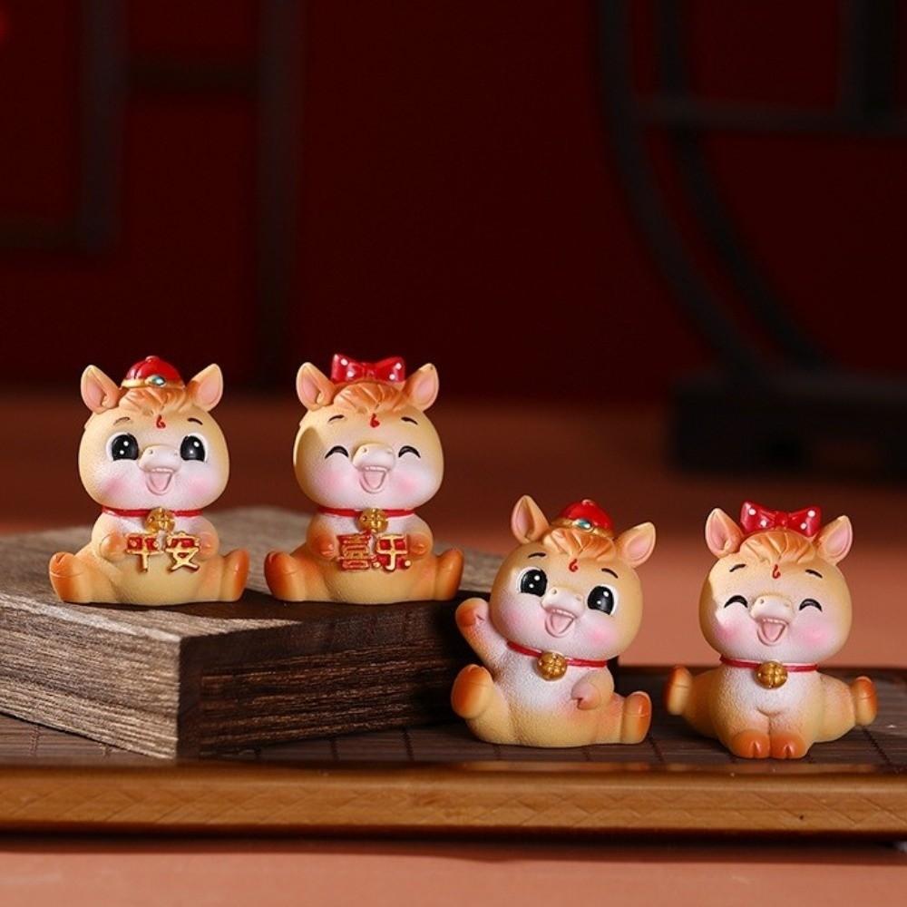 Lifelike 2026 Horse Year Figurines Resin Horse Statue Zodiac Horse Mascot  New Year Gift