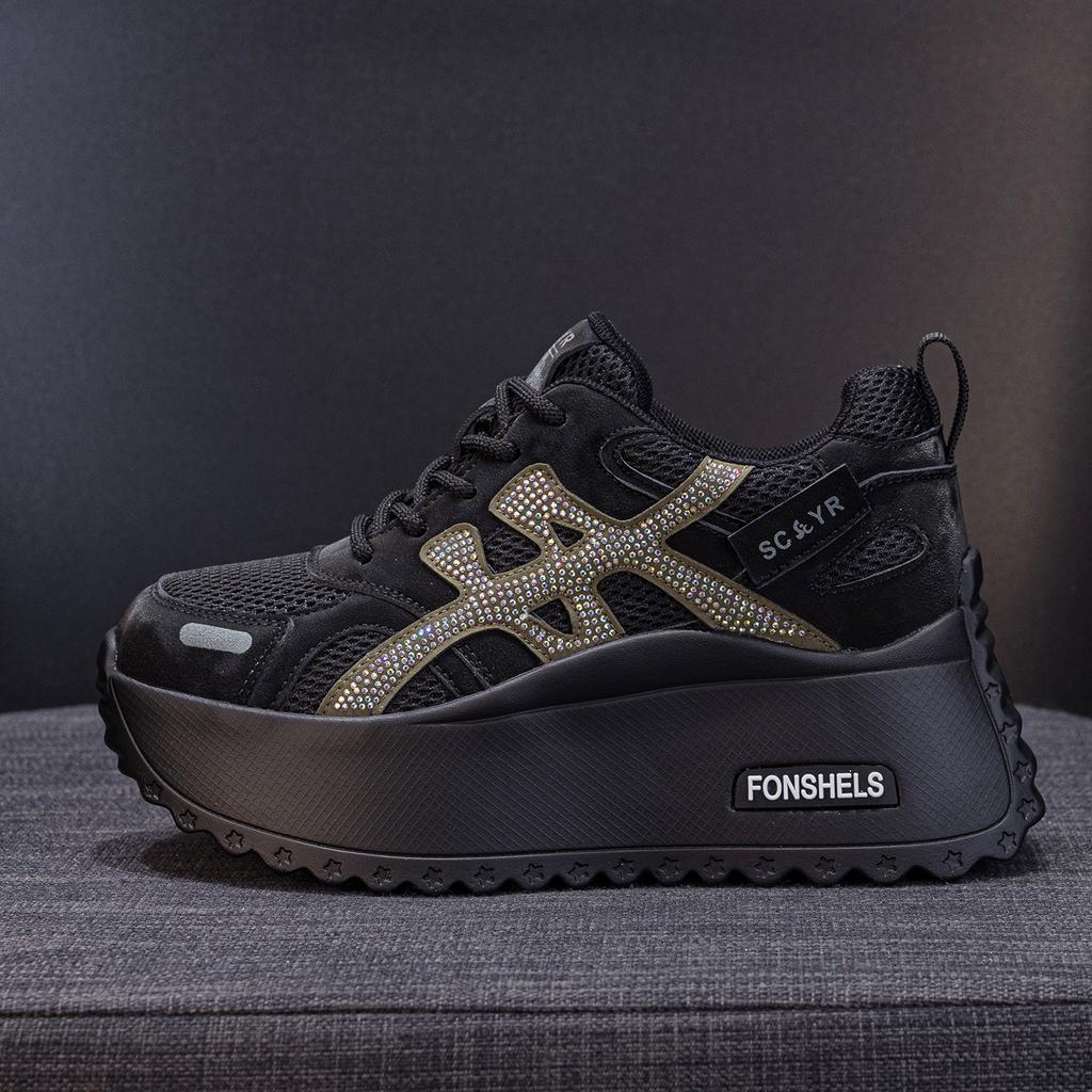 Thick-soled small Forrest Gump shoes women's 2025 autumn new light luxury explosion casual fashion heightening sports little white shoes