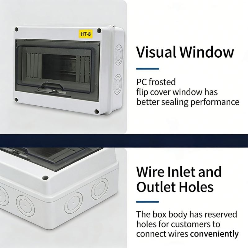 Water Resistant Mounted Electrical Distribution Box With HT5 2P 32A Current Monitor For Indoor Outdoor Usage