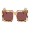 Prada Temple Letter Logo Rectangular Sunglasses Women's Brown