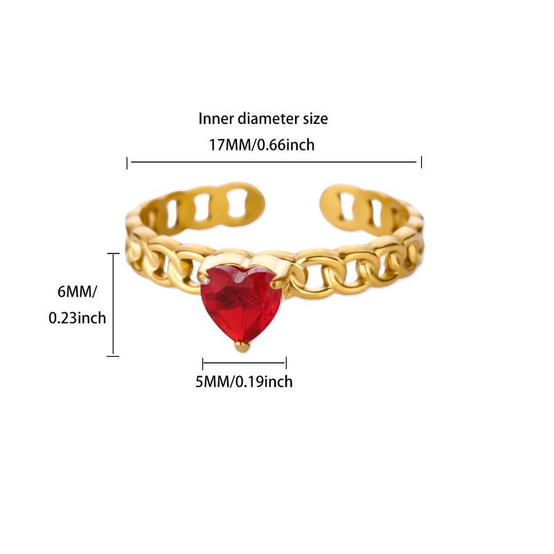 December Birthday Stone Color Love Zircon Ring Women's Chain Ring Niche Opening Simple New Model