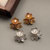 Three Leaf Flower Earrings with Korean Texture and Temperament, High-end Earrings with Elegant and Exquisite Chinese Style Versatile Temperament