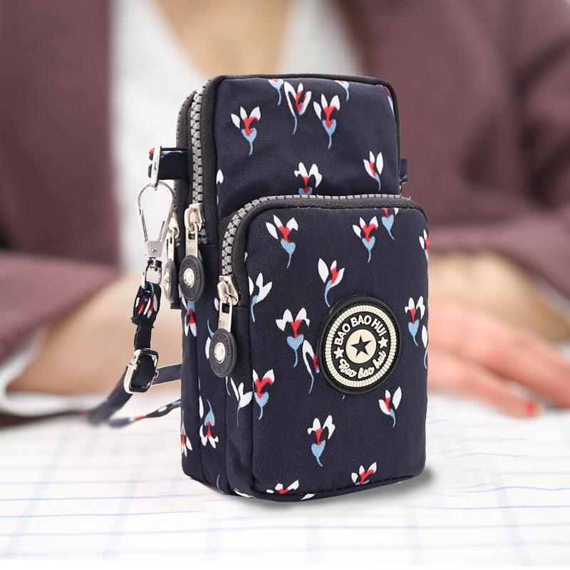 Korean Style Crossbody Phone Bag – Women's Fabric Pouch, Neck Hanging Sports Armband, Vertical Wrist Coin Purse