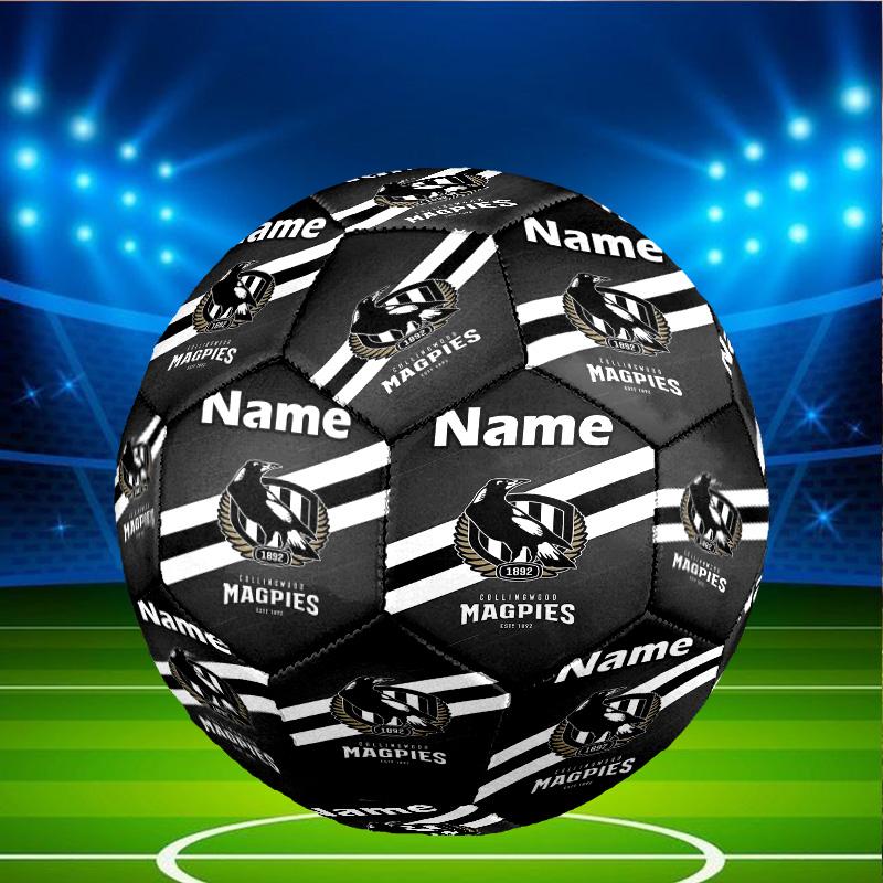 Custom Name Personalized Collingwood Magpies Print Size 5 Soccer Ball Training & Match Football, for Team, Kicking, Gift for Football